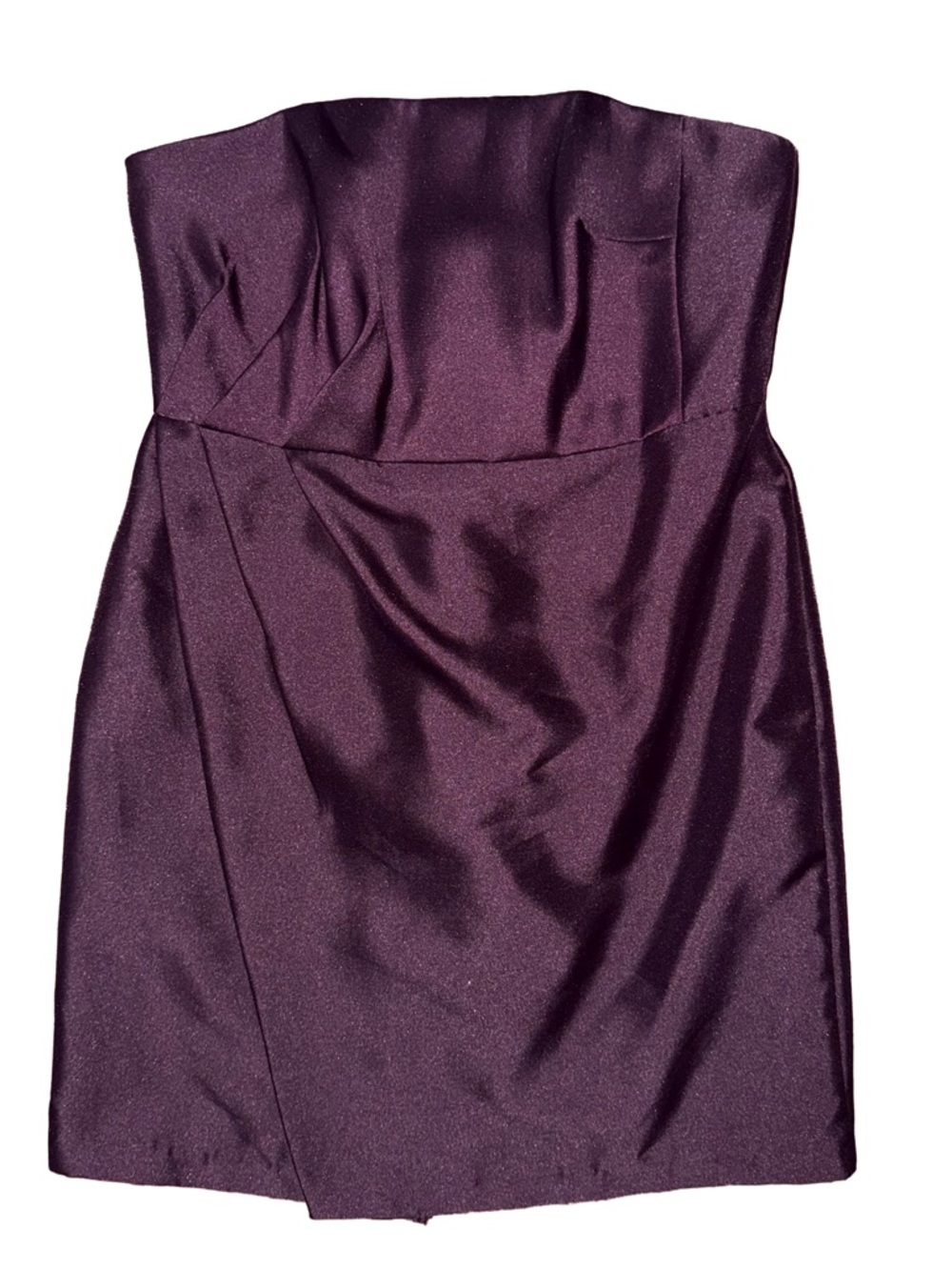 NWT David's Bridal Strapless Mikado Plum Bridesmaid Party Cocktail Mini Dress
